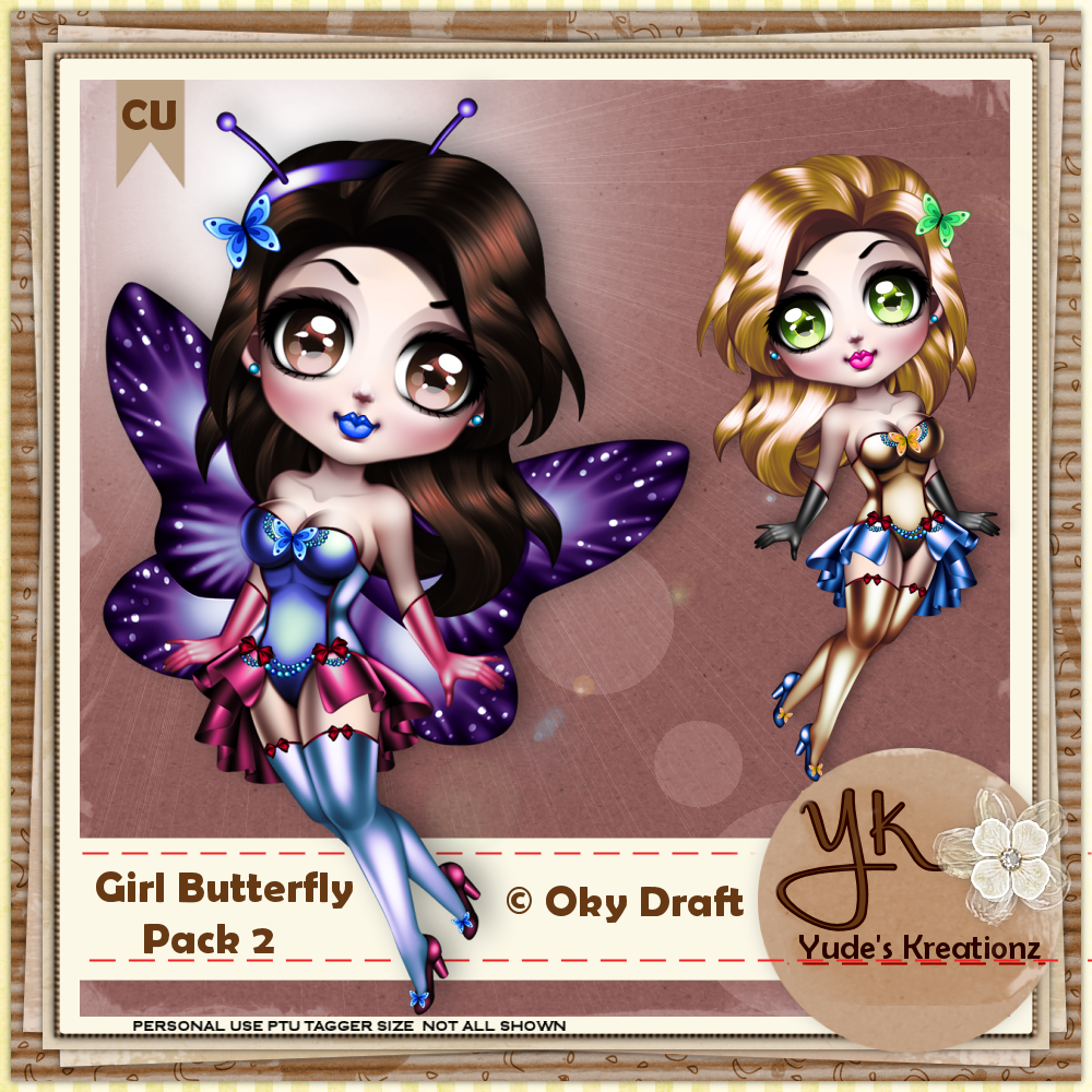 Girl Butterfly CU Pack#2 - Click Image to Close